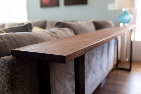 Straight Edge Console Table, Long Narrow Hallway Table, Entryway Table - Walnut - Brick Mill Furniture