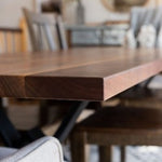 Straight Edge Walnut Dining Table with A Shaped Legs - Brick Mill Furniture