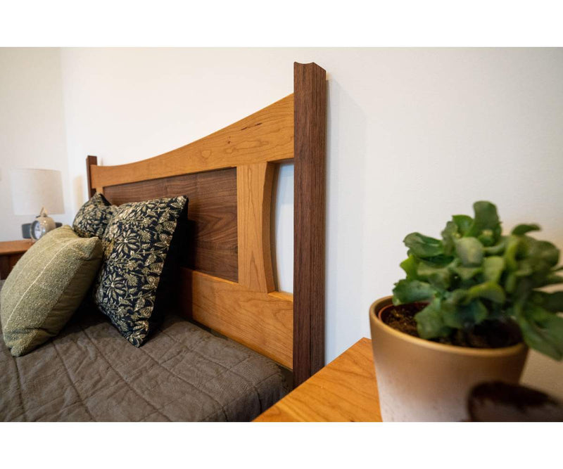 Walnut + Cherry Bed Frame and Headboard - Brick Mill Furniture