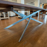 White Epoxy Dining Table with Diamond X-Shaped Legs - Brick Mill Furniture