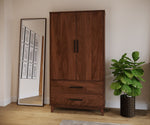 Wooden Armoire With Drawers - Brick Mill Furniture